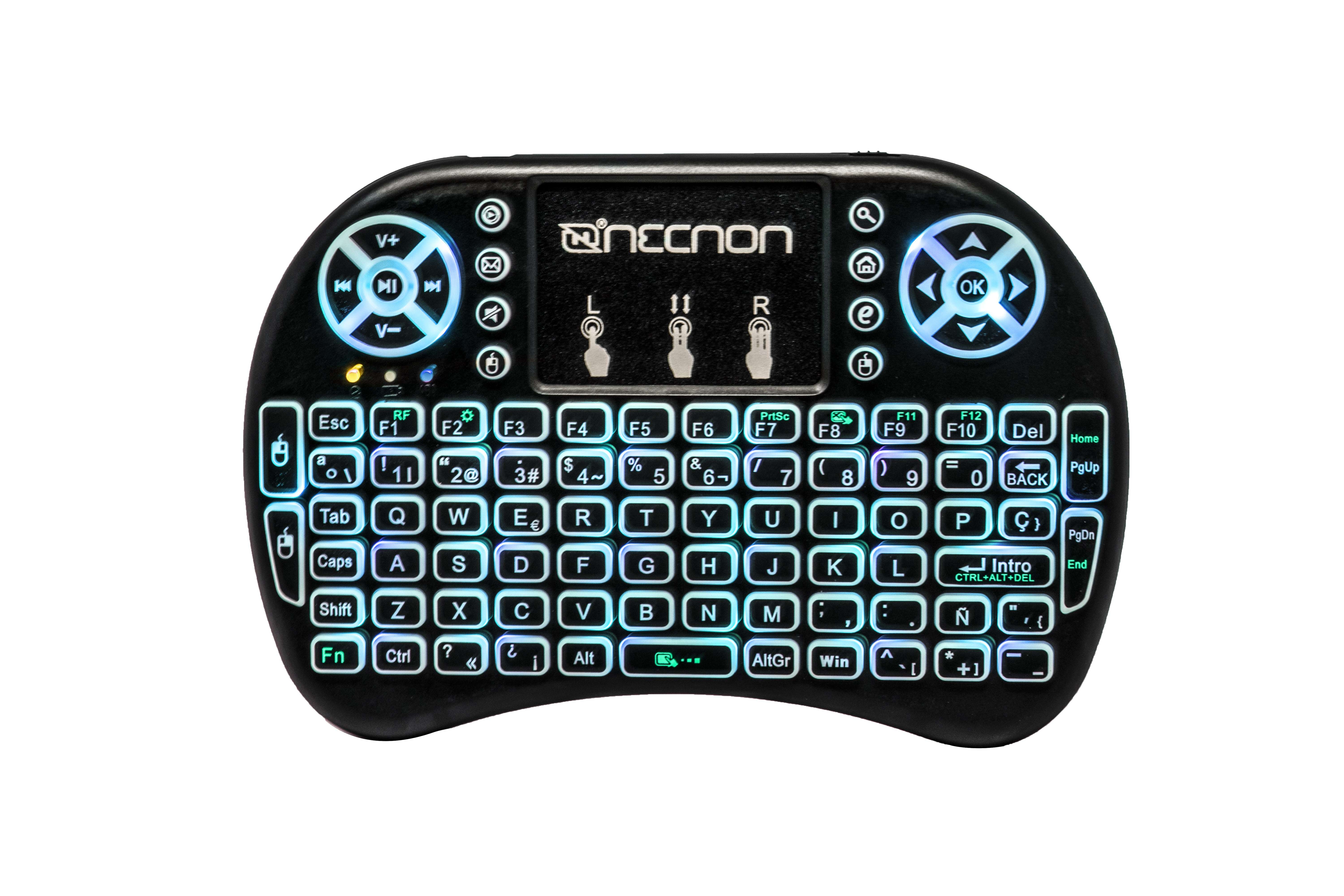CONTROL REMOTO NRC-01 TOUCH PAD TECLADO QWERTY LED 7 COLORES RECARGABLE TV SMARTPHONE TV BOX NEGRO - CONTROL REMOTO NRC-01 TOUCH PAD TECLADO QWERTY LED 7 COLORES RECARGABLE TV SMARTPHONE TV BOX NEGRO -